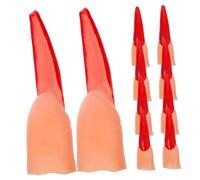 BCOATH 40 Faux Doigts d'halloween Réalistes Ongles Rouges Accessoires de Cosplay et Farces Bouts de Doigts Effrayants Incurvés Lot de 4 Paquets de 10 Pièces pour Fêtes et Déguisements