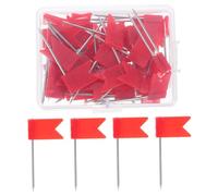 BCOATH 50pièces Lot de Punaises à Drapeau pour Carte du Monde Tableau Liège Maison École Bureau Rouge pour Marquer Et Accrocher des Documents