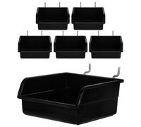 BCOATH 6 Ensembles Bacs de rangement pour panneau perforé avec crochets, entrepôt de magasin et organisateur d'outils pour panneau perforé en plastique et fer, ouverture inclinée, pour