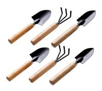 BCOATH 6 pièces Outils de Jardinage Mini avec Manche Bois Râteau Bêche et Pelle pour Plantation Entretien Intérieur et Extérieur Kit Portable pour Petits Jardins et Plantes Pot