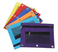 BCOATH 6 Pièces Pochette Zippée pour Classeur à 3 Anneaux en Polyester Résistant, Trousse à Crayons en Filet Double Couche Grosse Capacité pour Bureau et École