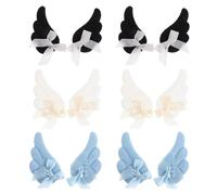 BCOATH 6paires Pinces à Cheveux Ailes Ange pour Femmes Barrettes Plates Décoratives Plume Accessoires Coiffure pour Fête Mariage Cosplay et Festival Noir Blanc Bleu