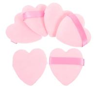 BCOATH 6pcs Houppettes de Cœur pour Fond de Teint Poudre, Éponge Douce en Flocage Rose, Multi-fonctionnelle et Délicate pour Débutants