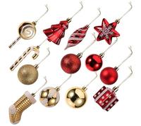 BCOATH 72 Pcs Boules de Noël Décoratives Rouge et Or Pendentifs pour Sapin DIY Décoration d'arbre de Noël Festive Assortiment Mixte pour Fête et Maison Accessoire Élégant