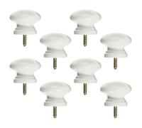 BCOATH 8 Pièces Bouton de Meuble Rond en Bois Blanc, Installation Facile | Poignée Pratique Légère, Usage pour Placards et Portes de Chambre, Lot de Huit Pièces, Finition Blanche