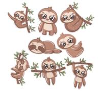 BCOATH 8 Pièces Patch Thermocollant Brodé Paresseux Motif Animaux pour Vêtements Sac DIY Décoration et Confortable