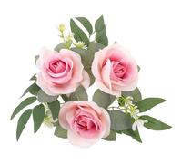 BCOATH Anneau de Bougie en Rose Artificielle Couronne Élégante en Plastique et Tissu, Décoration Polyvalente pour Table et Vitrine, Design Unique pour Mariage