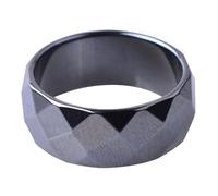 BCOATH Bague en Météorite Noire pour Homme à Larges Facettes, Anneau Unique et Élégant, Apaisant et Protecteur Contre les Mauvaises Influences pour Anniversaire ou Fête