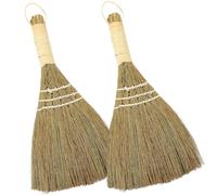 BCOATH Balais en Paille de Riz Lot de 2 Petit Balai Manuel Naturel Brosse pour Dépoussiérage Bureau et Maison Nettoyage Sols et Surfaces