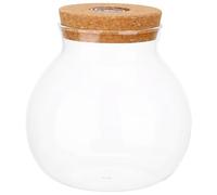 BCOATH Bocal en Verre Rond avec Couvercle en Liège, Vase Hydroponique pour Plantes et Fleurs, Décoration Élégante et Polyvalente pour Bureau ou Table