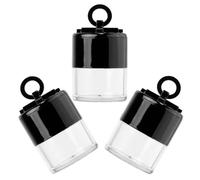 BCOATH Boîte de Poudre Compacte Rechargeable 3 Pièces 10g en Plastique Noir avec Poudre Bronzante Visage et Corps, Livrée avec Applicateur pour Usage Quotidien et Voyage