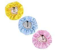 BCOATH Bonnets à Cheveux Ajustables en Satin pour Garçon et Filles, 3 Pièces, Bonnets de Nuit Élastiques et Confortables, pour Dormir et Protéger les Cheveux