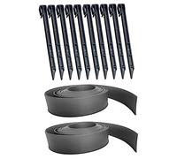 BCOATH Bordure Paysagère en Plastique avec Piquets De Fixation pour Jardin, l 1 m x 2 Rouleaux, Barrière Pelouse Noire, Séparation Terre Et Paillis, Clôture Jardin Résistante