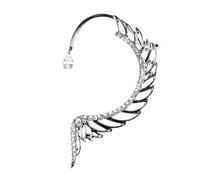 BCOATH Boucle D'oreille Aile en Alliage Argenté pour Femme, Clip D'oreille Non Percé, Design Chic et Solide, Mariage ou Club