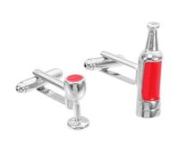 BCOATH Boutons de Manchette 1 Paire Style Chic et Délicat en Alliage Rouge Forme Verre à Vin et Bouteille, Finition Polie Fine pour Chemise Formelle