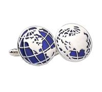BCOATH Boutons de Manchette Homme Globe Terre Ronds en Alliage de Zinc Bleu, Ornement Décoratif pour Chemise et Costume, Travail Soigné et Élégant