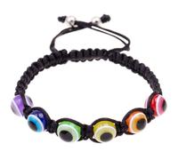 BCOATH Bracelet Ajustable à Perles en Résine Œil Maléfique 2pcs Léger Symbole de Richesse Ornement de Main Présent Noël