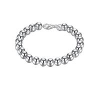 BCOATH Bracelet Plaqué Argenté 8 Mm Perles Sphériques Alliage Poli Brillant Confortable Poignet pour Femme Tenue Quotidienne