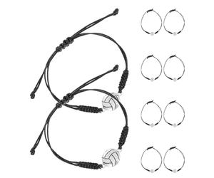 BCOATH Bracelets de Volley-Ball en Corde Tressée Faits Main Lot de 10 Pièces Ajustables Breloques Ballon Bracelets pour Adolescentes et Femmes Accessoires de Sport D’Équipe Présent