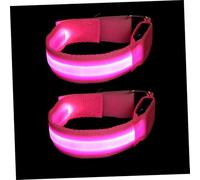 BCOATH Bracelets LED Lumineux De Sécurité Course à Pied, Brassards Fluorescents Rechargeables en Rose, Accessoires De Visibilité Nocturne pour Jogging Et Activités en Extérieur