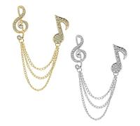 BCOATH Broche Musique en Alliage pour Hommes, 2 Pièces, Facile à Mettre, Style Créatif Chaînes Élégantes pour Costume et Chemise