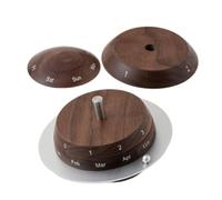 BCOATH Calendrier de Bureau Perpétuel Rotatif en Bois, Bloc de Calendrier en Bois, Marron, Motif Terre, Réglage Manuel, sans Piles, pour Bureau et Salon