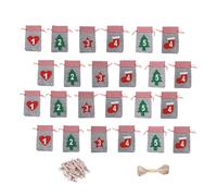 BCOATH Calendrier de L'Avent de Noël 24 Pièces en Feutre Cordon de Serrage Paquet à Suspendre pour Emballage de Bonbons Décoration Festive et Compte à Rebours de Noël