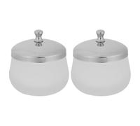 BCOATH Conteneur de Manucure Couvercle en Verre Cristal Argenté 2pcs Rechargeable et Anti-volatilité pour Nail Art Professionnel