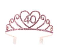 BCOATH Couronne D'anniversaire en Alliage Rose pour Femme 40 Ans, Décoration Capillaire Créative et Bandeau Décoratif pour Fête, Accessoire de Coiffure Élégant pour Célébration