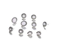 BCOATH de Boucles D'oreilles Vintage en Alliage Argenté Ensemble de 5 Paires Pierre D'opale, pour Festivals et Présents Entre Femmes pour Festivals et Présents Entre Femmes