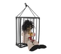 BCOATH Décoration Halloween Suspendue Animée Fantôme Effrayant Cage Prisonnier Lumineux Sonore pour Maison Hantée Jardin Patio