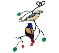 BCOATH Décoration Murale Extérieure en Verre Coloré - Pendentif Oiseau Rouge en Fer et Verre - Ornement Suspendu pour Fenêtre et Jardin - Art Mural Extérieur Élégant et Minimaliste