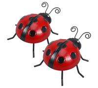 BCOATH Décoration Murale Métal 2pcs à Bon Dieu Rouge en Fer, Suspendue pour Intérieur et Chambre D'garçon et Filles, Style Adorable et Vivant