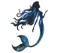 BCOATH Décoration Murale Sirène En Métal Pour Intérieur Et Extérieur, Décor Jardin Terrasse, Motif Sirène Debout, Résistante Aux Intempéries, Installation Facile Trous Pré-percés, Art Mural Côtière