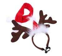 BCOATH Déguisement pour Chien Bandeau de Renne en Peluche Courte et Écharpe Confortable, Design Mode pour Photo de Noël, 1 Set pour Animaux de Compagnie