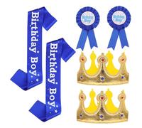 BCOATH Ensemble 2 Pièces Couronne et Écharpe D’Anniversaire Garçon Bleu Marine Accessoires de Fête pour 16 et 18 Ans Serrage-Tête Couronne « Joyeux Anniversaire » Décoration Photo