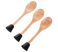 BCOATH Ensemble de 3 Cuillères en Bois Gravées 18 CM Socle pour Prix de Compétition Culinaire, Trophées Amusants pour Concours de Chili et Pâtisserie, Accessoires pour Chefs