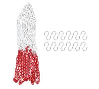 BCOATH Filet de Basket-Ball Galvanisé à 12 Boucles, Chaîne en Acier au Manganèse Bicolore, Filet Métallique Renforcé pour Panier Standard, Usage Intérieur et Extérieur, Accessoire Solide
