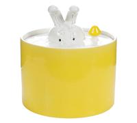 BCOATH Fontaine à Eau en Céramique Blanche et Jaune Rechargeable par USB pour Animaux de Compagnie, Distributeur d'eau Filtrant Silencieux, Abreuvoir Intelligent pour Chats, Chiens