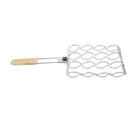 BCOATH Grill Rack Pliable pour Barbecue Pince de Cuisson Extérieure avec Manche Bois Support pour Saucisses Maïs Steak et Poisson Camping et Fête