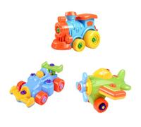 BCOATH Jeu Construction Éducatif 3 Modèles Véhicules Démontables pour Garçon et Filles, Kart, Train et Avion, Développement Social et Cognitif, pour Garçons et Filles Couleur Aléatoire