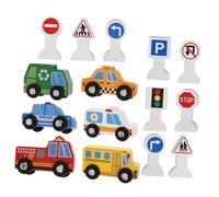 BCOATH Jeu de Véhicules Bois avec Panneaux de Signalisation pour Garçon Fille Éducatif Portable pour Apprendre la Sécurité Routière Garçon Fille Dès Ans