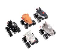 BCOATH Jouets De Voiture à Tirer Éducatifs Garçon Et Filles Lot 5 Pièces en Abs Et Caoutchouc Solide Modèles Animaux Inertie Panda Tigre Jeu D’adresse Et Coopération Œil-Main