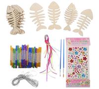 BCOATH Kit de Carillon Apaisante de Poisson à Peindre Éolien en Bois Décoration Suspendue pour Fenêtres et Pièces, pour Bricolage Créatif