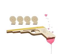 BCOATH Lance-élastiques en Bois Jeu D'éveil pour Garçon et Filles, Pistolet Classique en Bois Beige, de Tir Intérieur et Extérieur pour Garçons et Filles