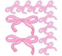 BCOATH Lot de 10 Écussons Thermocollants de Nœud Rose, Brodés en Polyester, Design Mignon et Polyvalent, Faciles à Appliquer pour Chemises et Jeans, pour Projets de Couture DIY