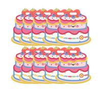 BCOATH Lot de 10 Sachets Présents D’Anniversaire pour Garçon et Filles Paquet à Bonbons en Plastique Transparent avec Poignées Motif Gâteau Rose Framboise UV pour Goûters Maternelle