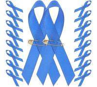 BCOATH Lot de 100 Broches à Ruban Bleu en Tissu et Fer, Design Classique, Pratiques et Réutilisables, pour Événements Caritatifs et Fêtes