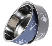 BCOATH Lot de 2 Bols Antidérapants pour Animaux en Acier Inoxydable 12 CM X 45 CM Gamelles pour Chiens et Chats Motifs Empreintes et Os Bol pour Nourriture et Eau Intérieur et Usage