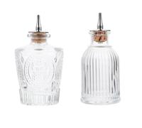 BCOATH Lot de 2 Bouteilles en Verre Style Japonerie pour Bitters et Eau de Rose Bouchon Fin, Design Rétro Simple pour Rangement et Préparation de Cocktails